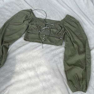 sage green crop top
